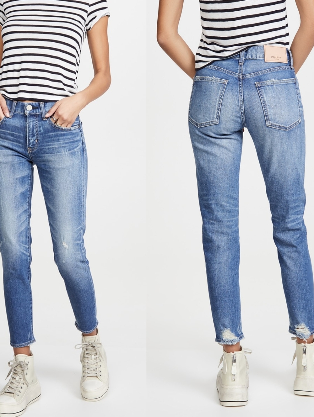 MOUSSY Vintage Velma Skinny Straight Distressed Crop 24